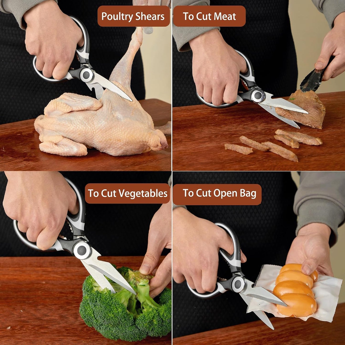 OMDAR 3 Pack Kitchen Scissors & Seafood Scissors Set, Sharp Kitchen Shears
