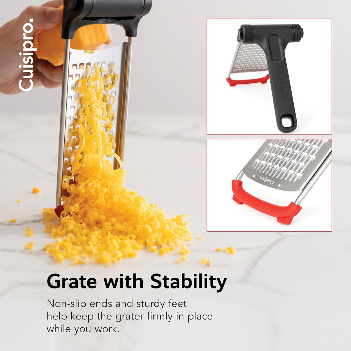 CUISIPRO Surface Glide Technology Stainless Steel Folding Handle Grater, Coarse