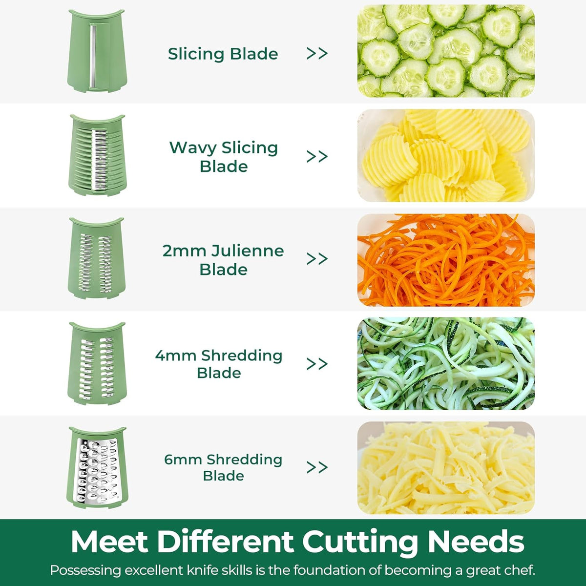 SUSTEAS Rotary Cheese Grater 5 Blades,Kitchen Mandoline Vegetable Slicer
