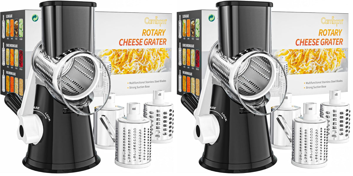 Cambom Rotary Cheese Grater Hand Crank Cheese Shredder, Black