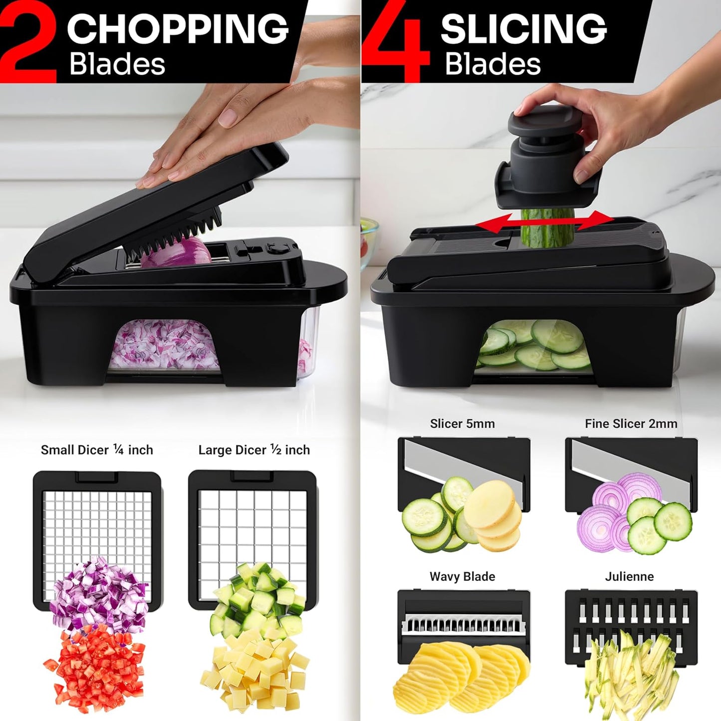 MUELLER HOME ULTIMATE 12 Blade Vegetable Chopper & Mandoline Slicer