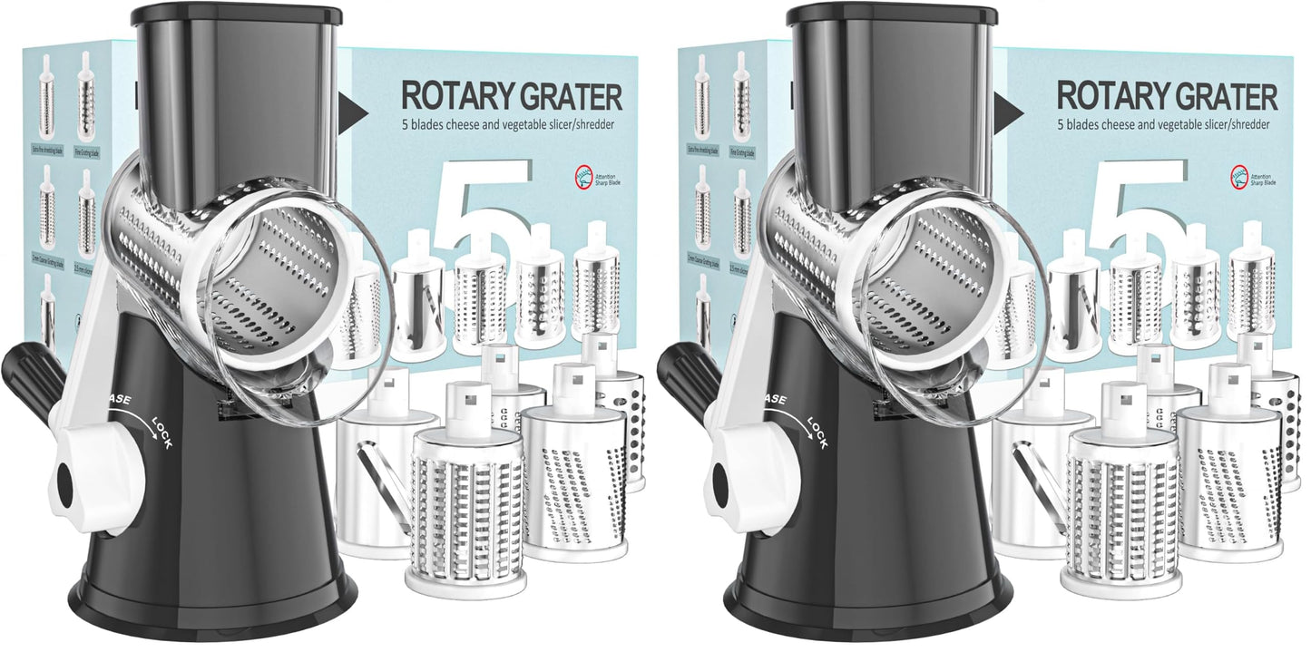 Cambom Rotary Cheese Grater Hand Crank Cheese Shredder, Black