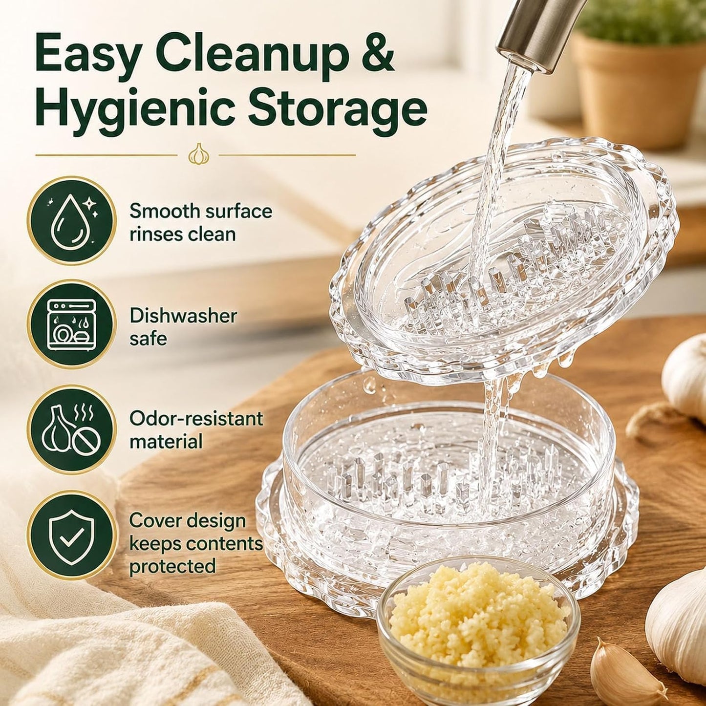 Transparent Manual Garlic Twist, Multi-Functional Mincer & Grinder for Garlic, Onion, Ginger, Herbs, Nuts, Impact Resistant Kitchen Gadget & Home Accessory