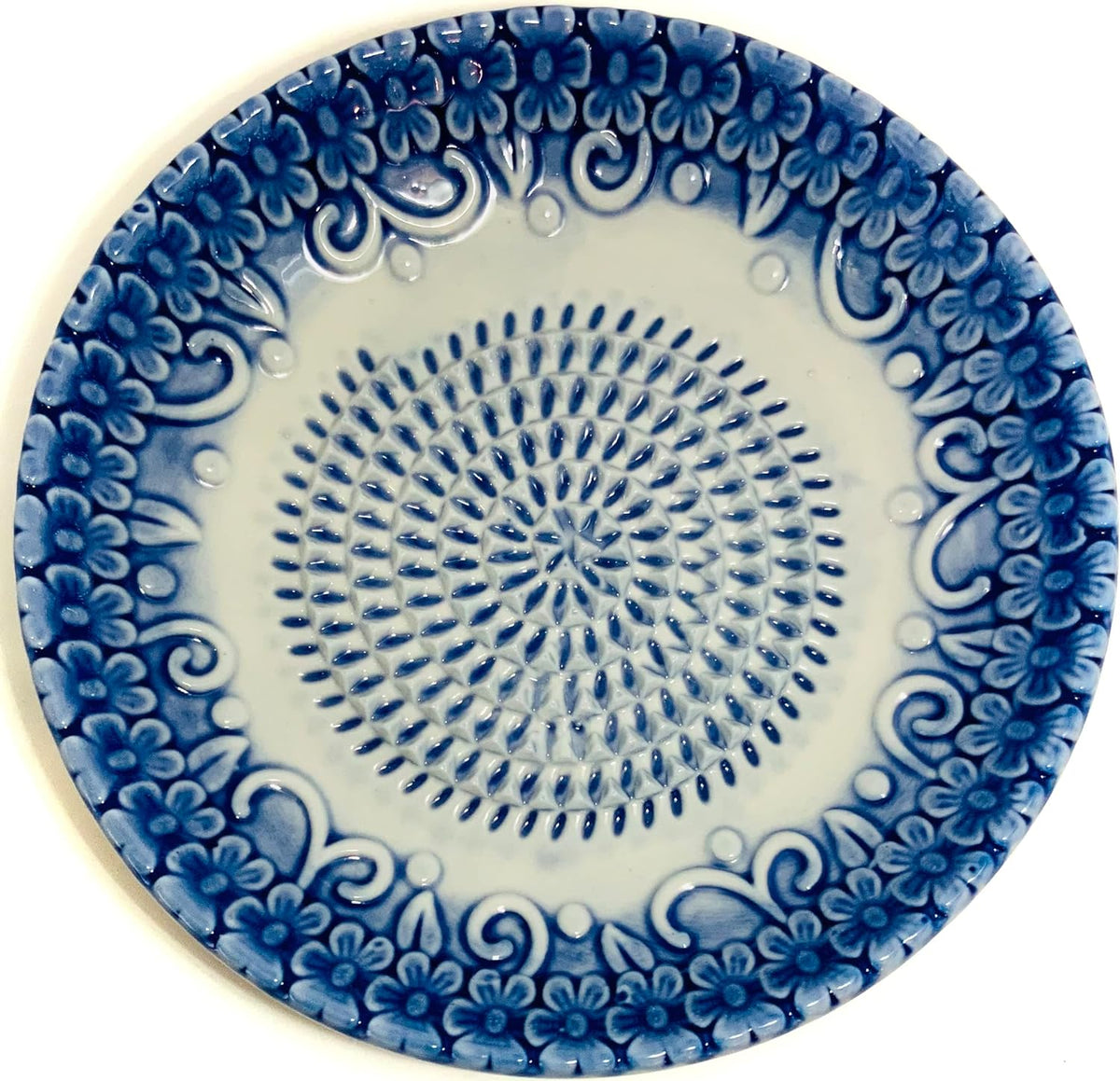 BonCera, Premium Ceramic Garlic Grater Plate Set - Blue Embossed