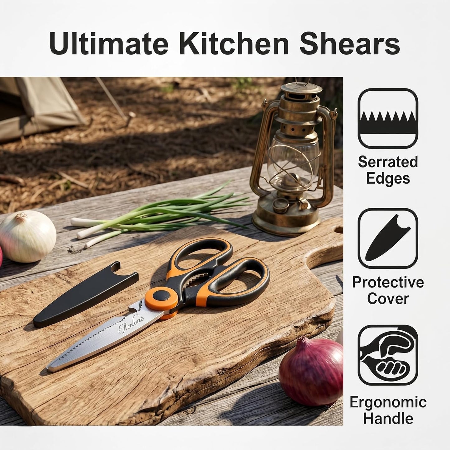 Acelone Kitchen Shears,Premium Heavy Duty Shears Ultra Sharp Stainless Steel Multi-function Kitchen Scissors for Chicken/Poultry/Fish/Meat/Vegetables/Herbs/BBQ…